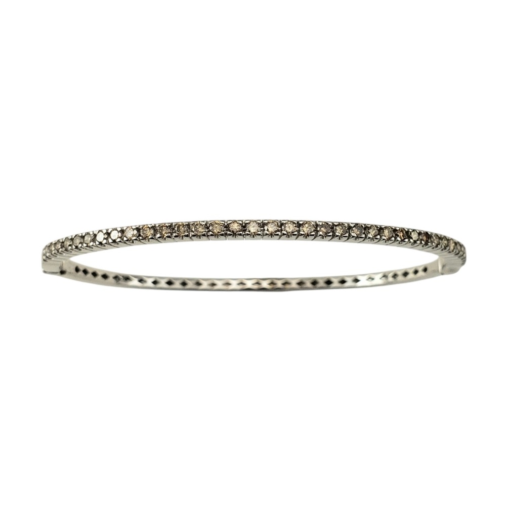 18 Karat White Gold Champagne Diamond Bangle Bracelet #20788